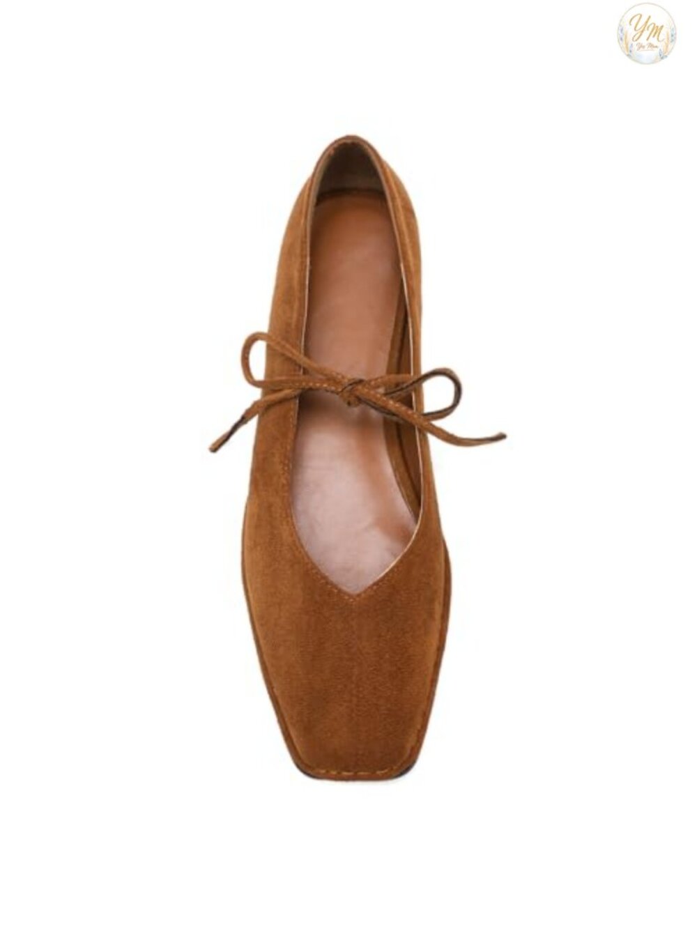 Lace Up Square Toe Ballet Flats Cute Bow Slip On Mary Jane Flats Faux Suede